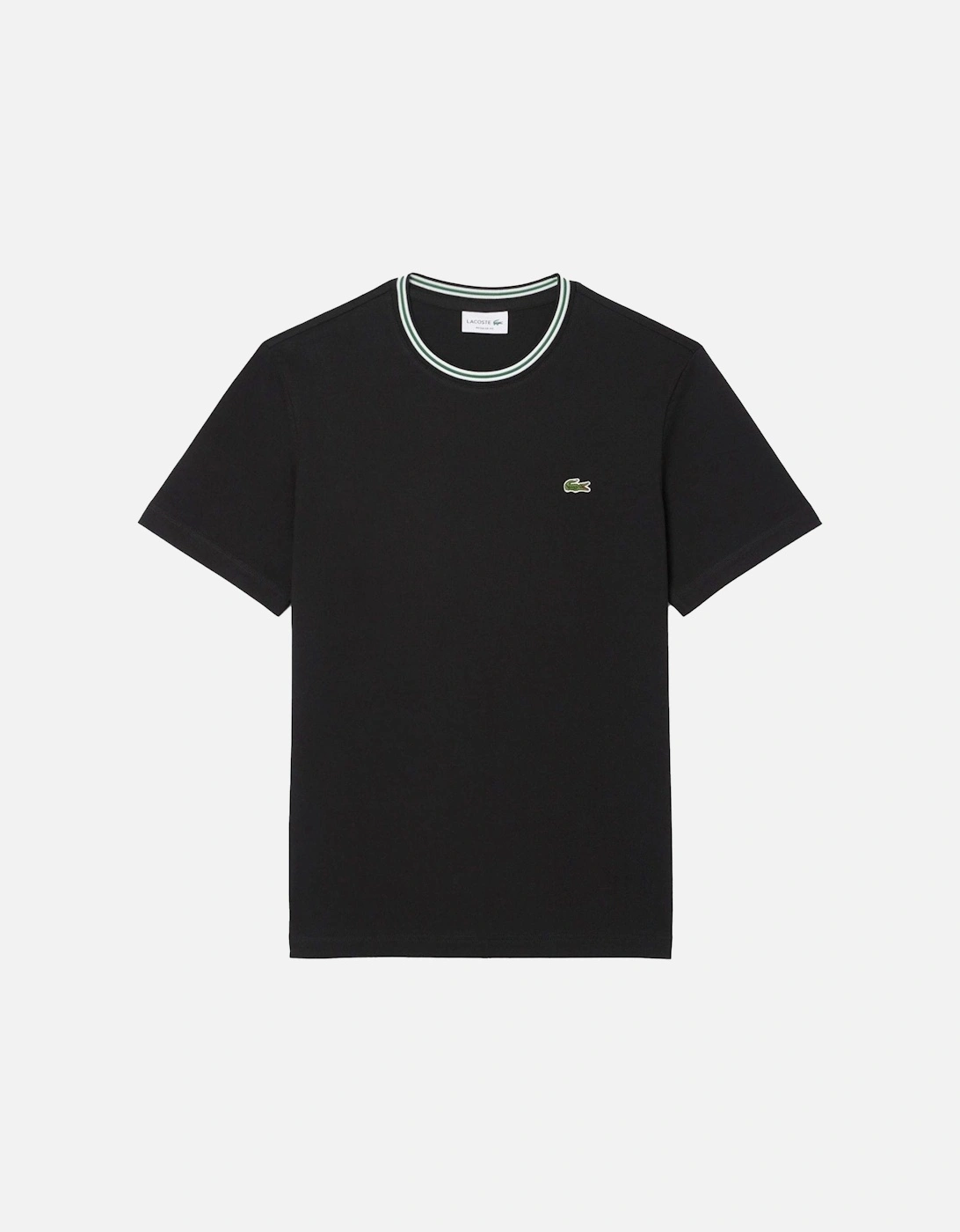 Regular Fit Ribbed Collar Cotton T-Shirt Black, 4 of 3