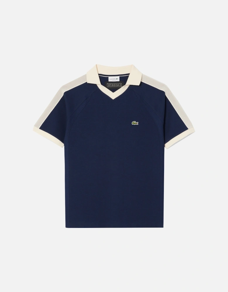 Classic Fit Pique Panel Polo Shirt Midnight Blue
