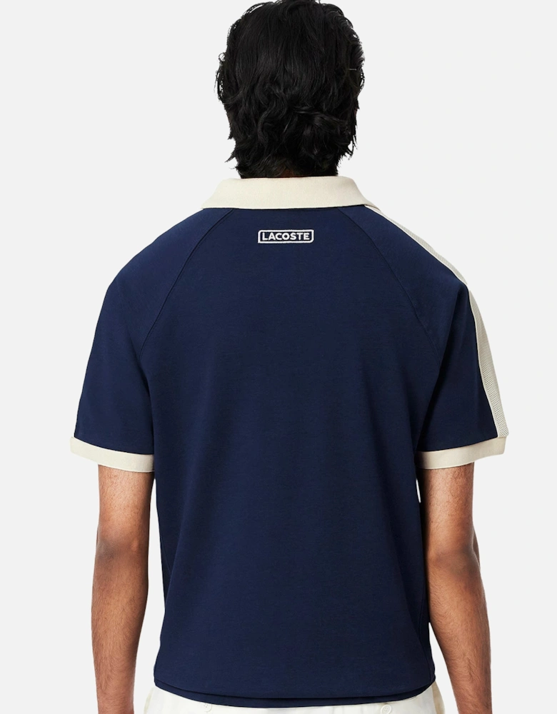 Classic Fit Pique Panel Polo Shirt Midnight Blue
