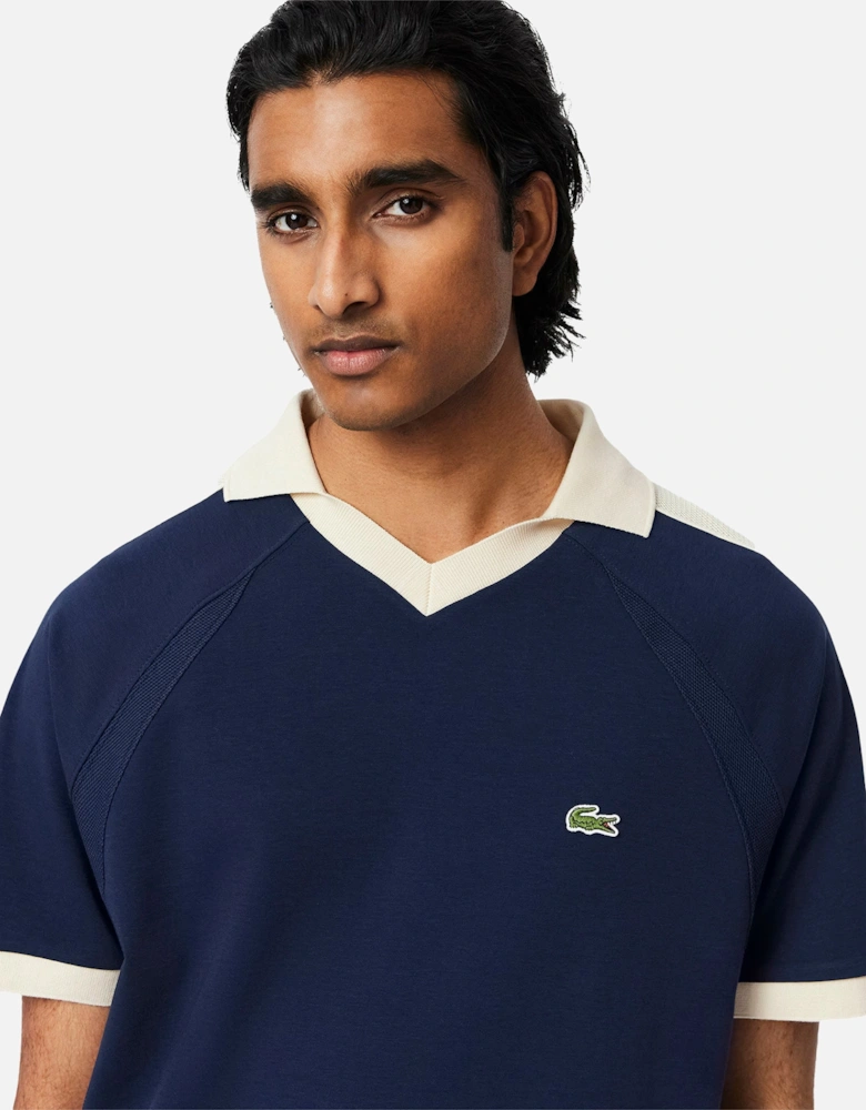 Classic Fit Pique Panel Polo Shirt Midnight Blue