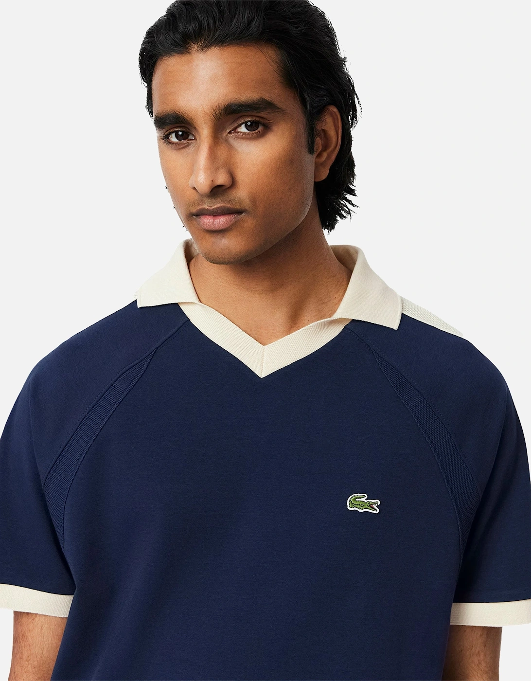 Classic Fit Pique Panel Polo Shirt Midnight Blue