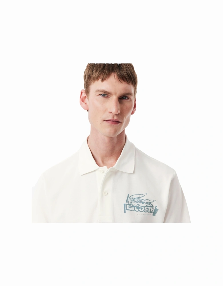 Classic Fit Printed Polo Shirt White/Blue