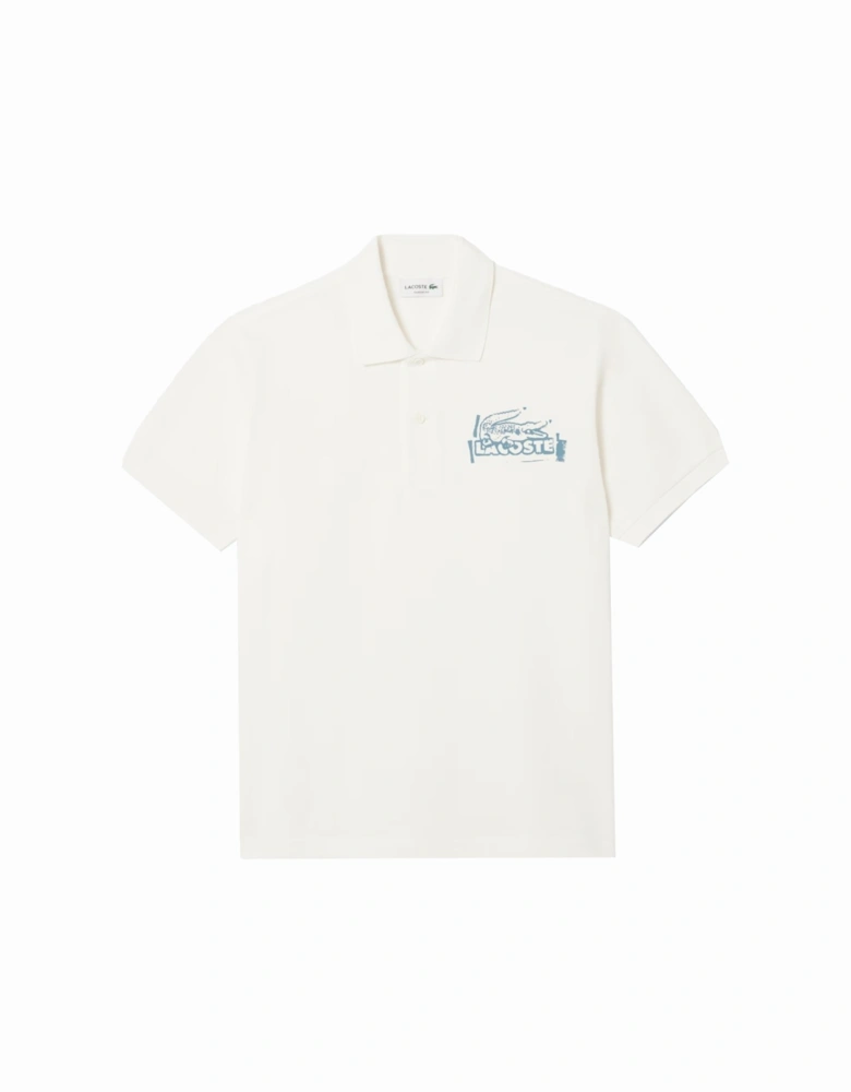 Classic Fit Printed Polo Shirt White/Blue