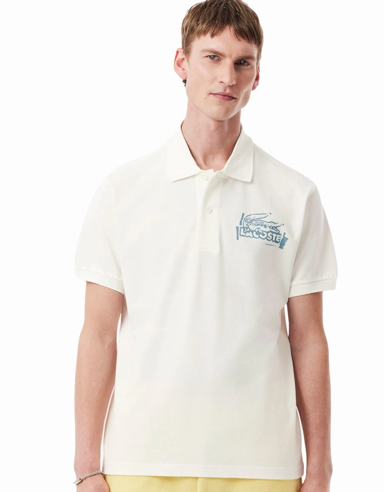 Classic Fit Printed Polo Shirt White/Blue