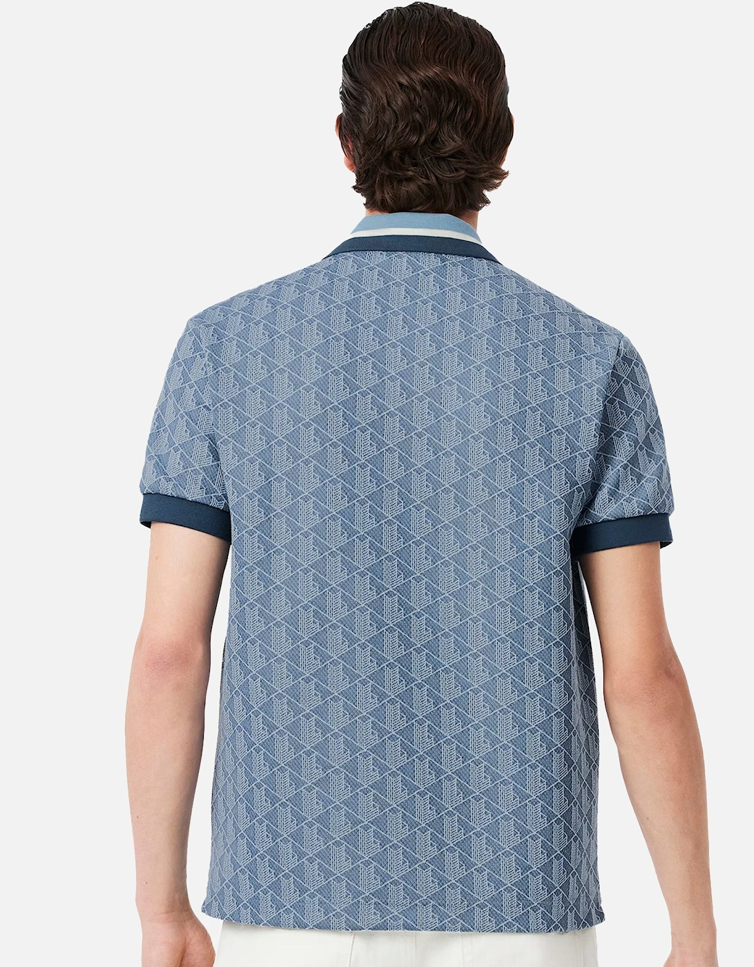 Classic Fit Monogram Jacquard Polo Shirt Blue
