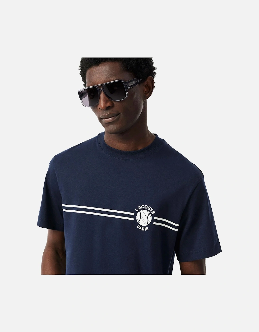 Printed Embroidered Cotton Jersey T-Shirt Midnight Blue