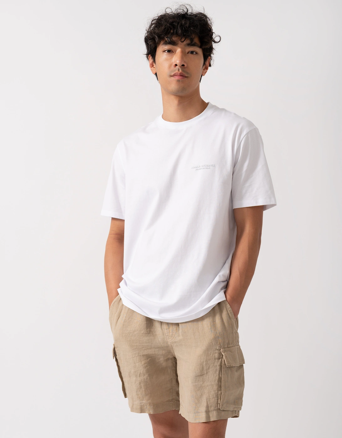 Armani Exchange Men's White T-Shirt With Milano/New York Logo - U0002 - : 38 M
