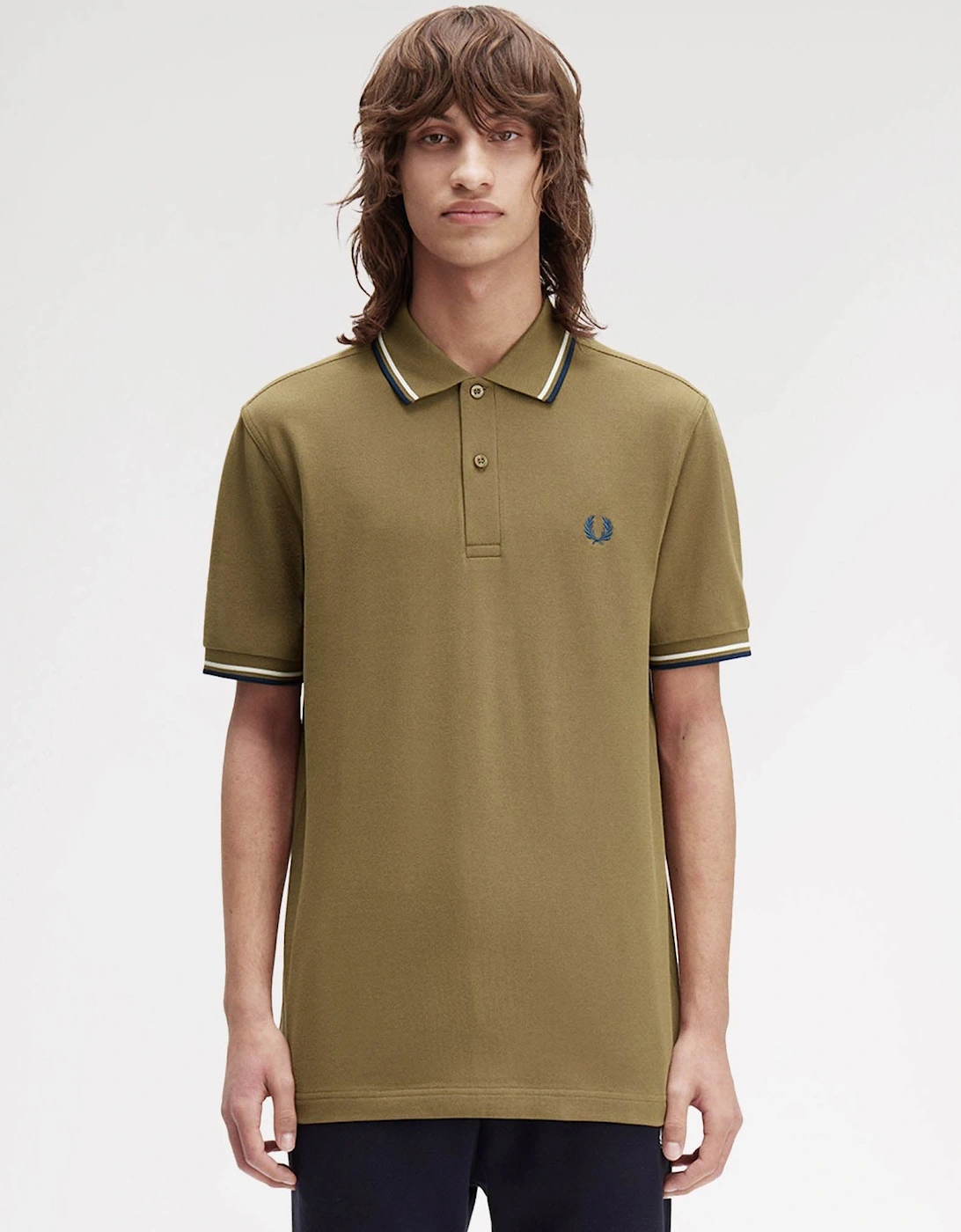 Mens Twin Tipped Signature Polo Shirt - Shaded Stone/Ecru/Dark Petrol Z60, 2 of 1