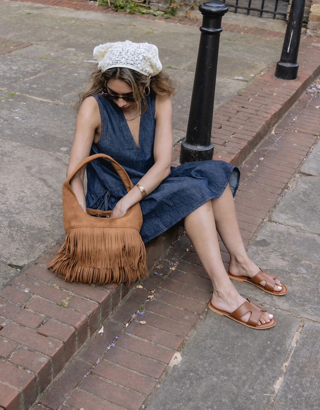Tower London Cut Out Leather Women's Tan Mules