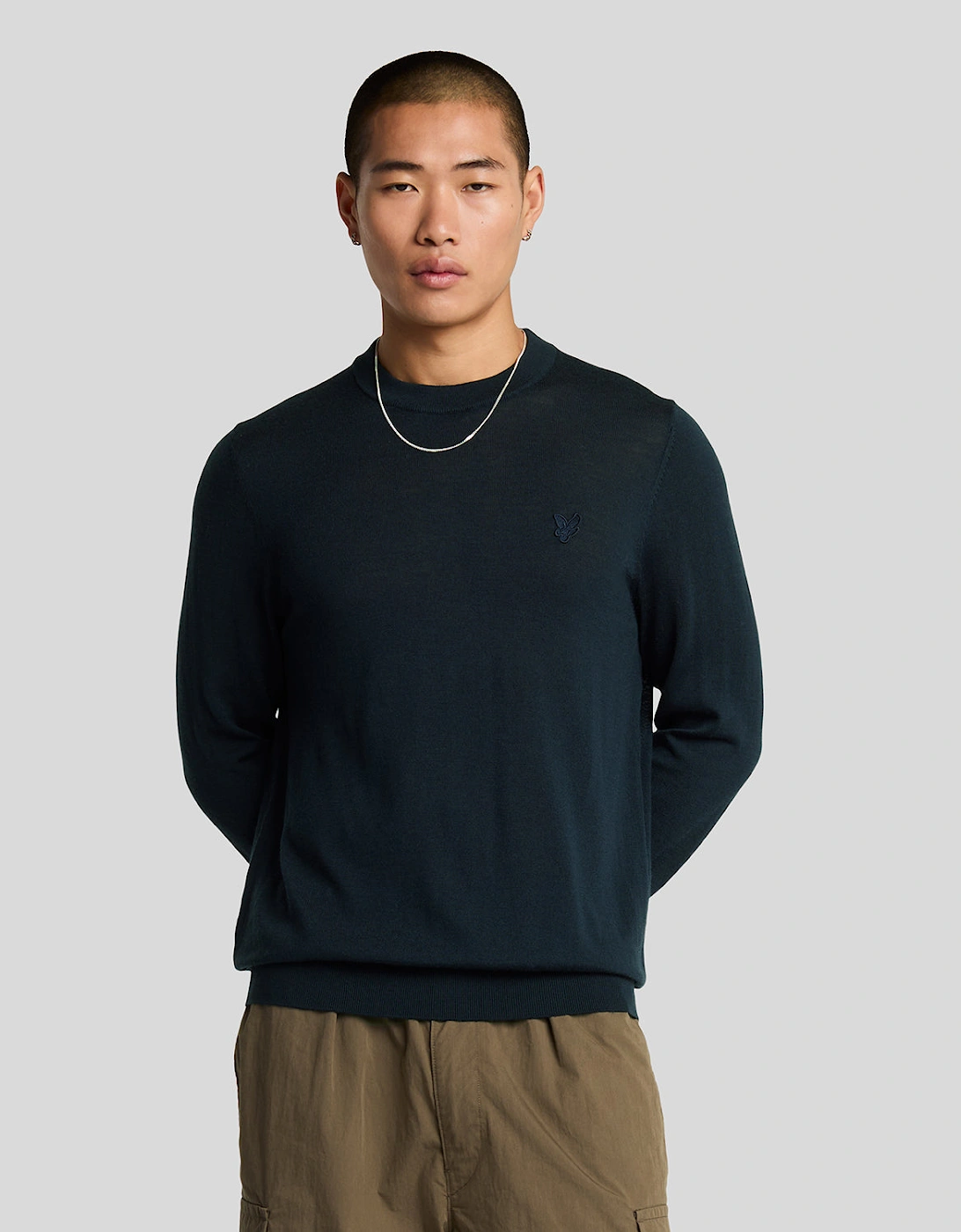 Lyle And Scott Men's Merino Wool Crew Neck Jumper - Navy - Size: 42