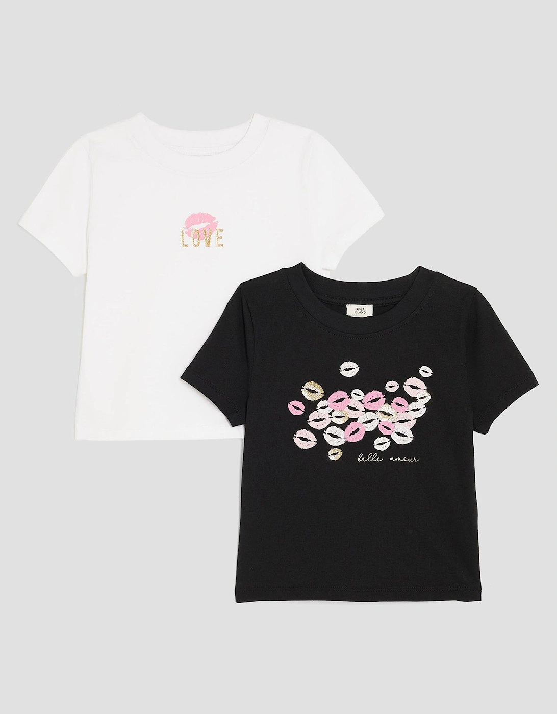 Older Girls 2 Pack Lips Baby T-Shirts - Black, 2 of 1