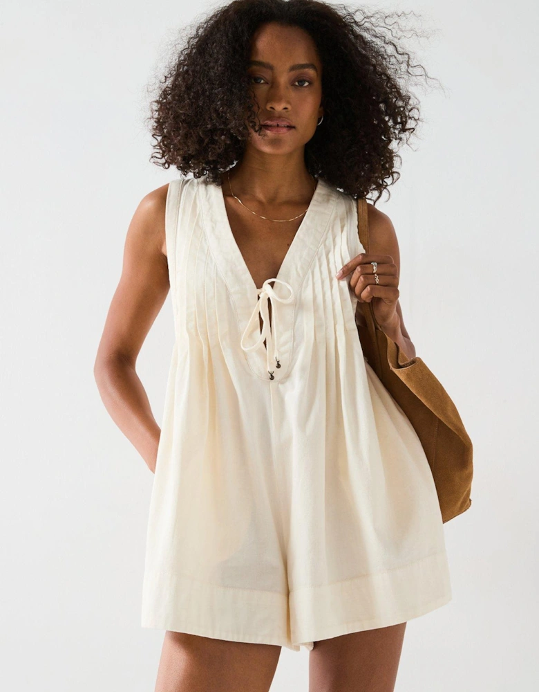 Webster Denim Playsuit - White