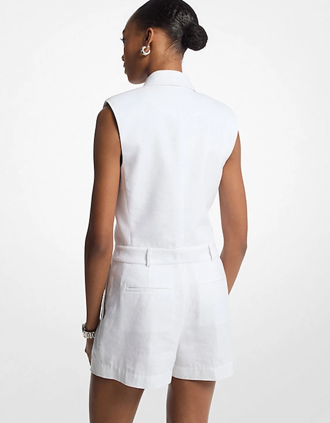 Linen and Cotton Blend Tailored Romper