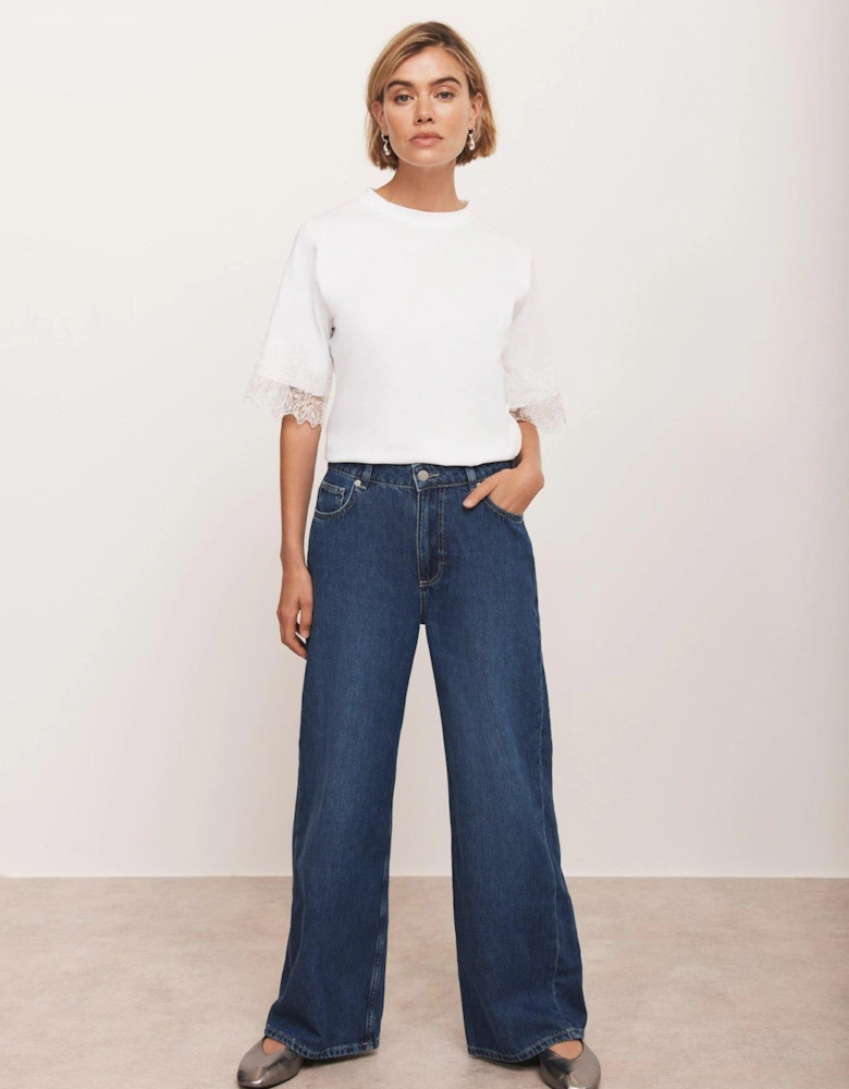 Ivory Lace Trim T-shirt