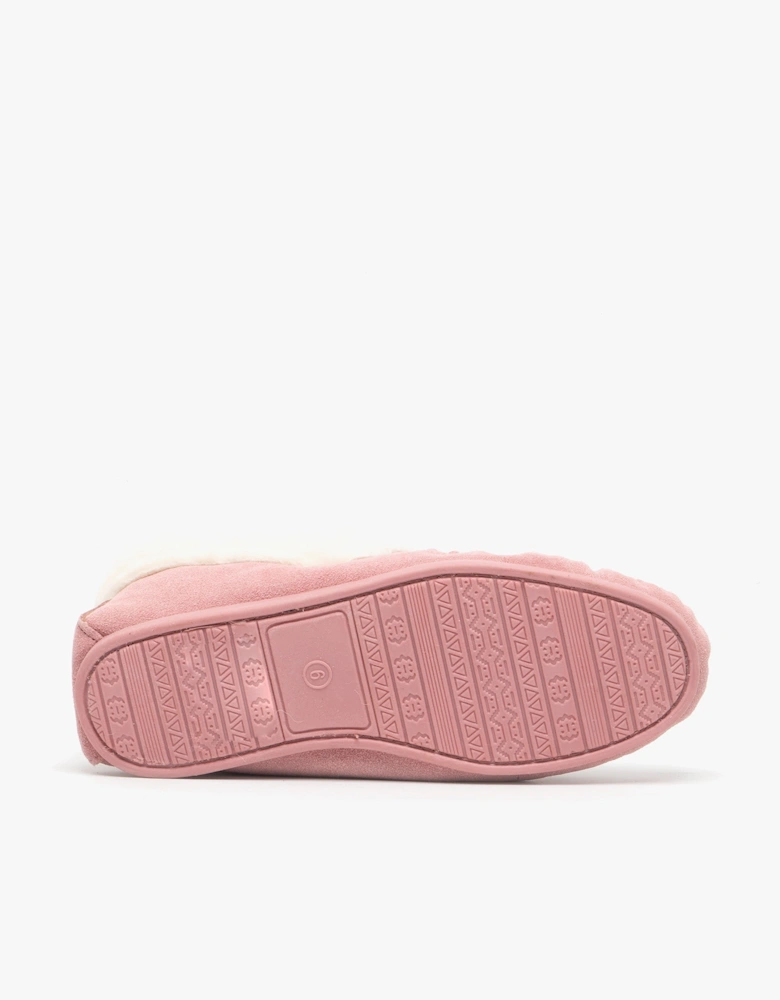 EMILY Womens Moccasin Slippers Pink