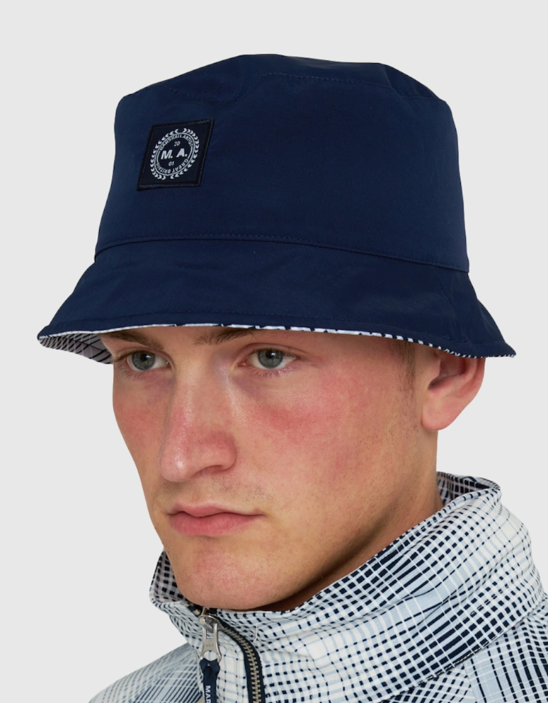 Shadow Check Bucket Hat - Navy