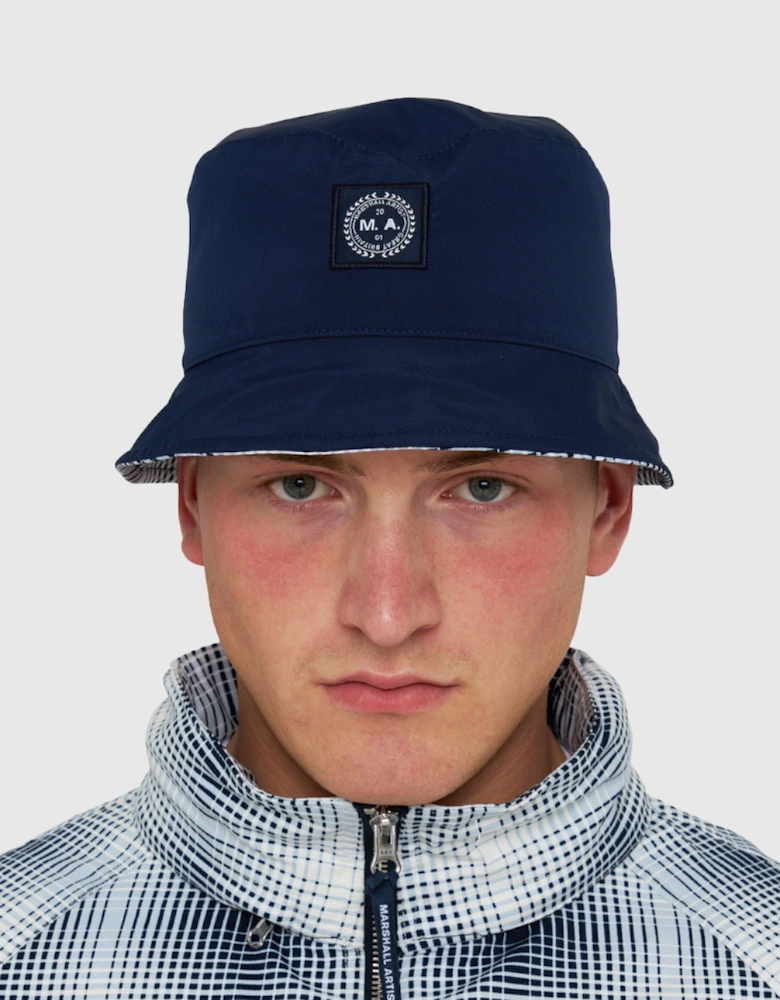 Shadow Check Bucket Hat - Navy
