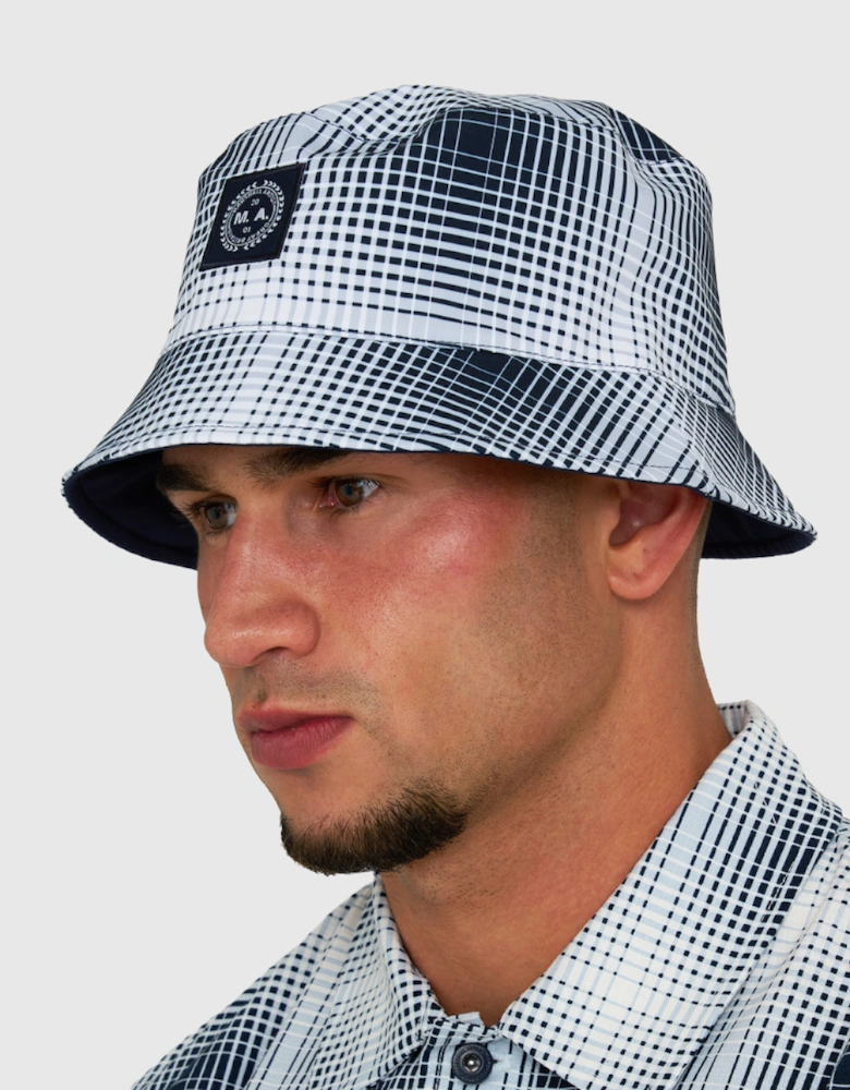 Shadow Check Bucket Hat - Navy