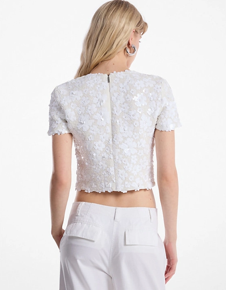 Floral Embellished Scuba Top