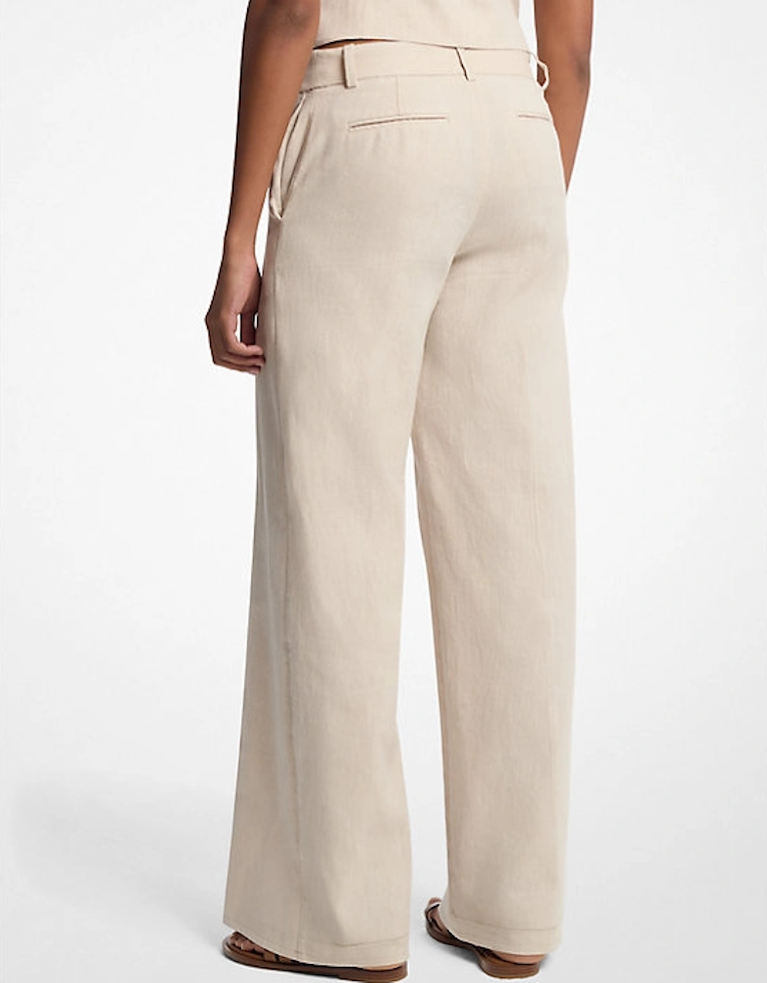 Linen and Cotton Twill Wide Leg Pants