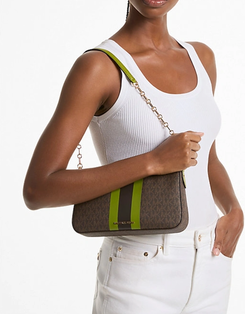 Empire Medium Striped Signature Logo Chain-Link Pochette