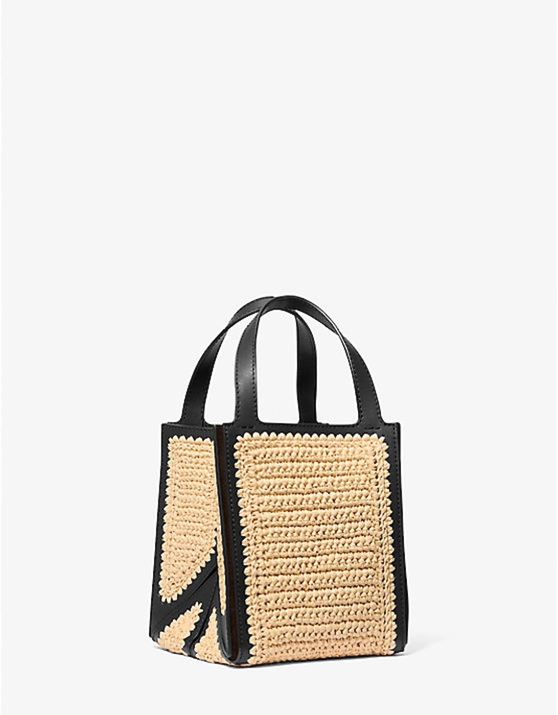Jordi Small Hand-Crocheted Straw and Leather Tote Bag