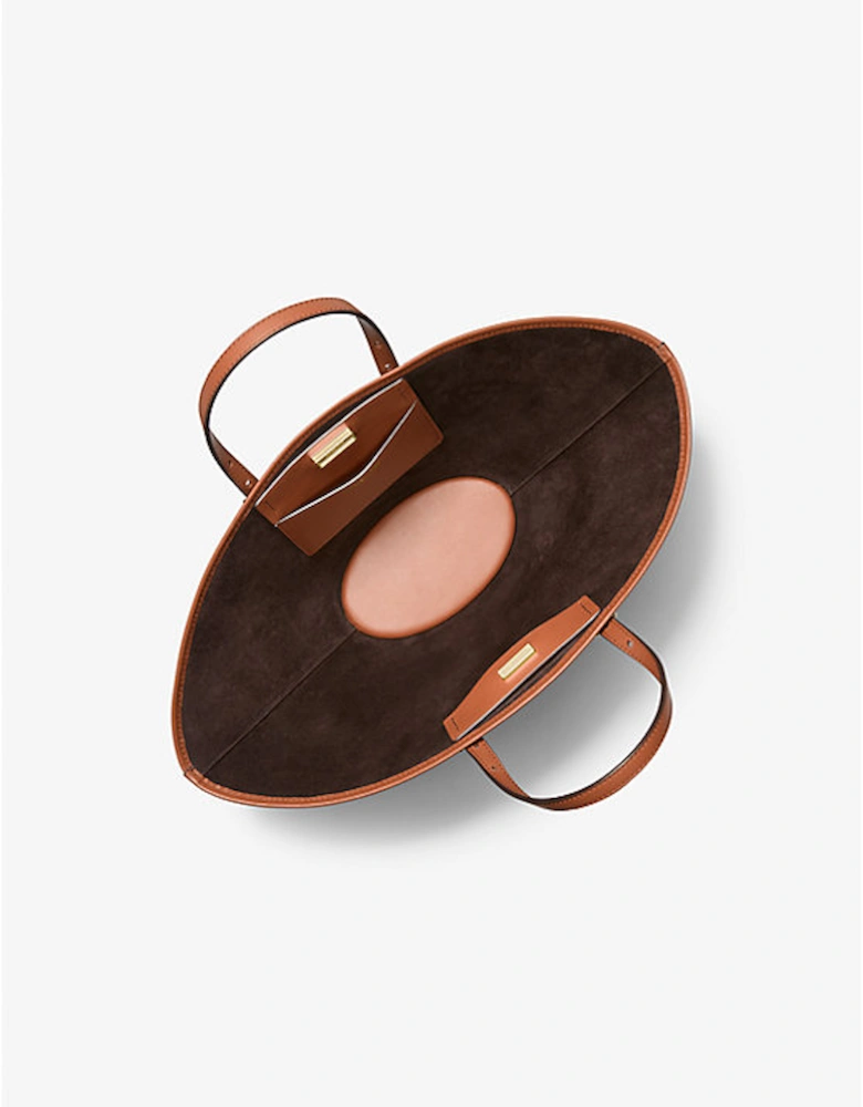 Isa Small Leather Fan Tote Bag