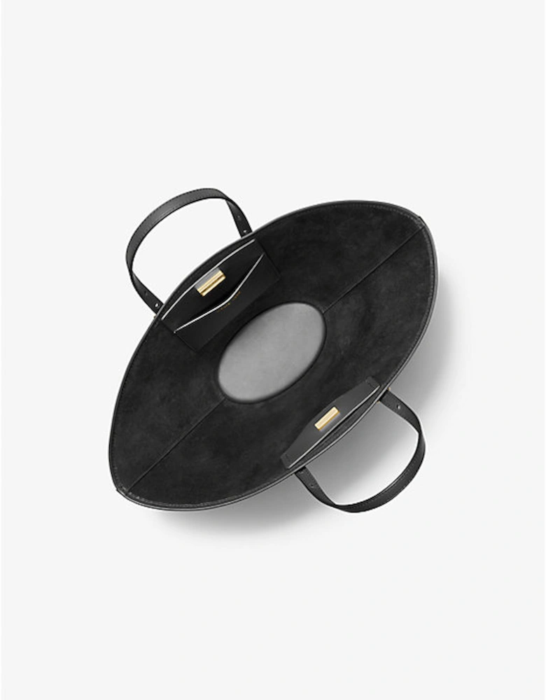 Isa Small Leather Fan Tote Bag