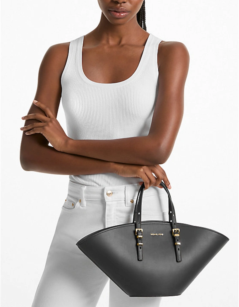 Isa Small Leather Fan Tote Bag