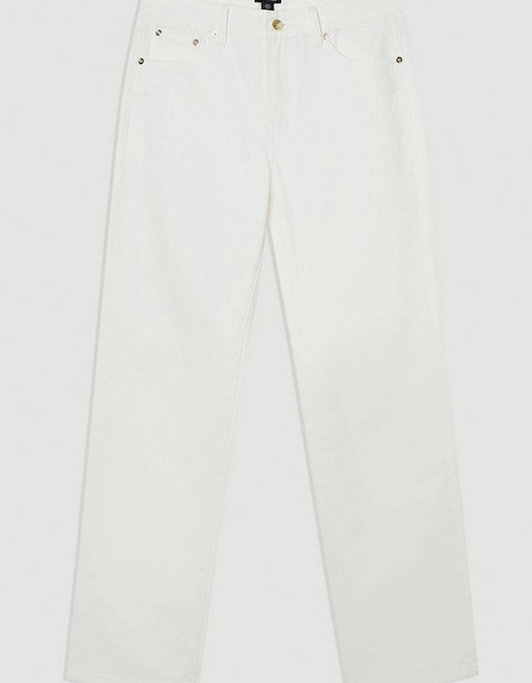 Rigid Denim Mid Rise Straight Leg Jean