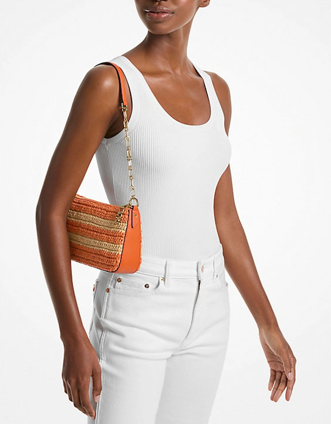 Empire Medium Hand-Crocheted Straw Chain-Link Pochette