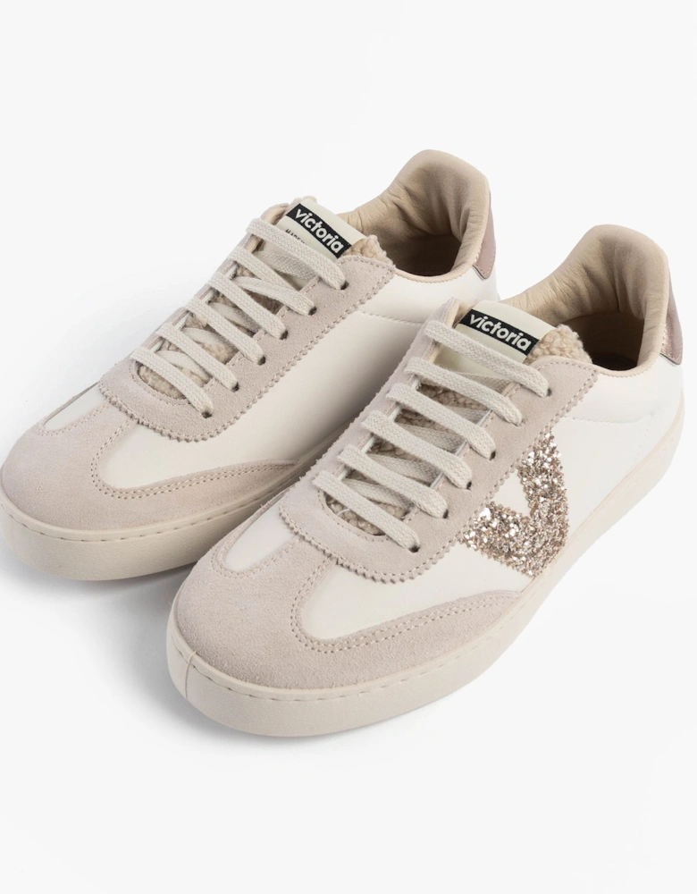 BERLIN FAUX LEATHER & SHEARLING CYCLIST Womens Trainers Hielo