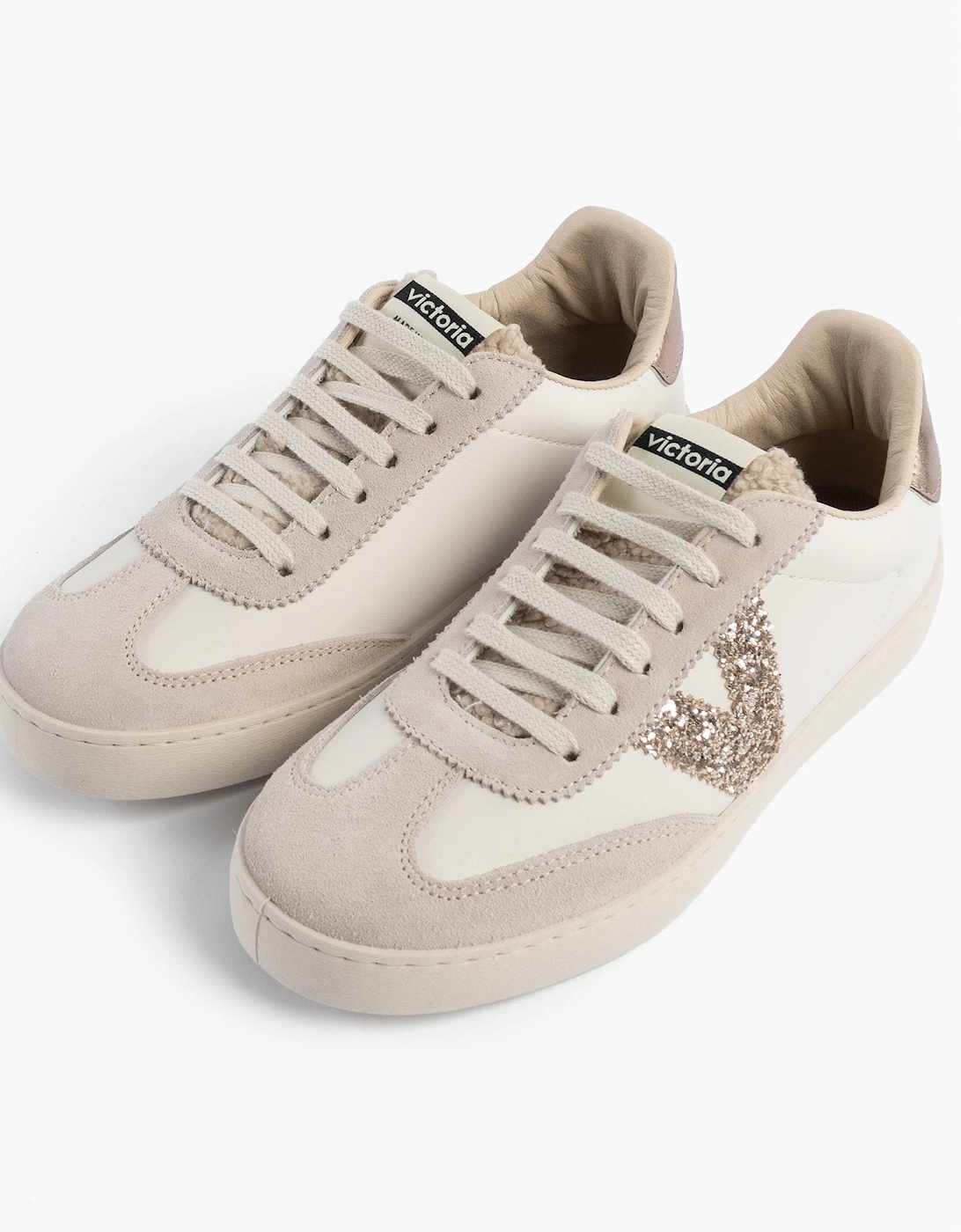 BERLIN FAUX LEATHER & SHEARLING CYCLIST Womens Trainers Hielo