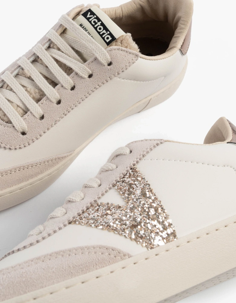 BERLIN FAUX LEATHER & SHEARLING CYCLIST Womens Trainers Hielo