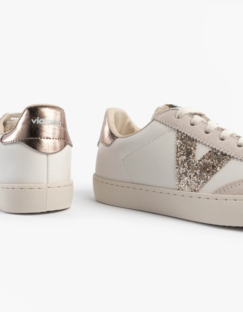 BERLIN FAUX LEATHER & SHEARLING CYCLIST Womens Trainers Hielo