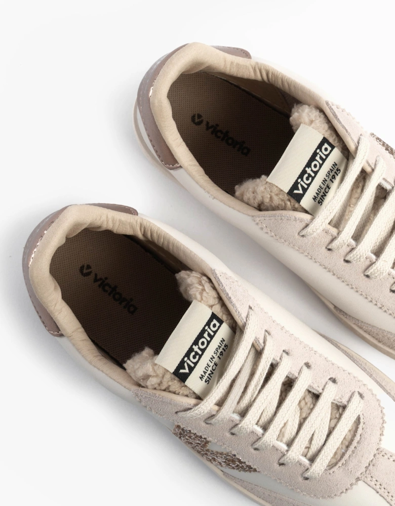 BERLIN FAUX LEATHER & SHEARLING CYCLIST Womens Trainers Hielo