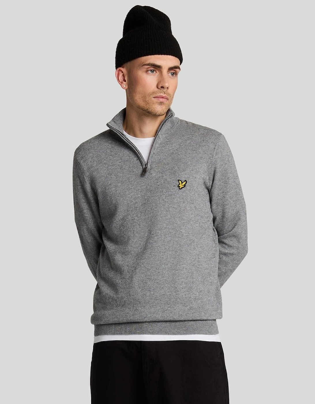 Lyle And Scott Men's Cotton Merino 1/4 Zip Jumper - Grey - Size, 42