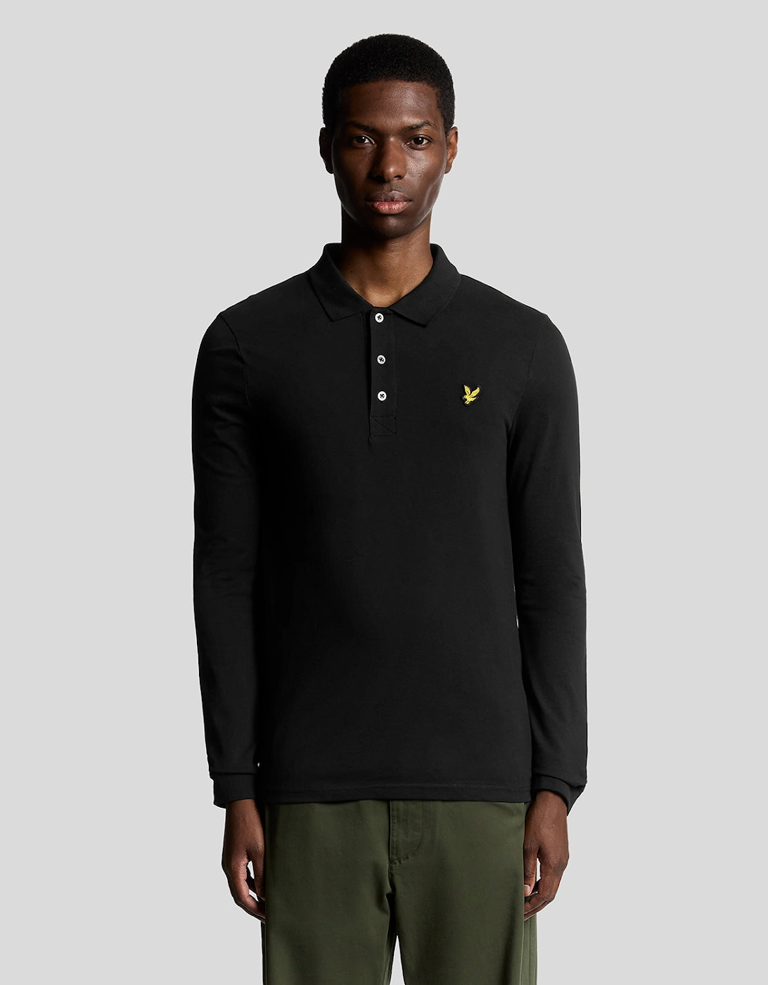 Lyle And Scott Men's Black Long Sleeve Cotton Polo Shirt  34 Xs