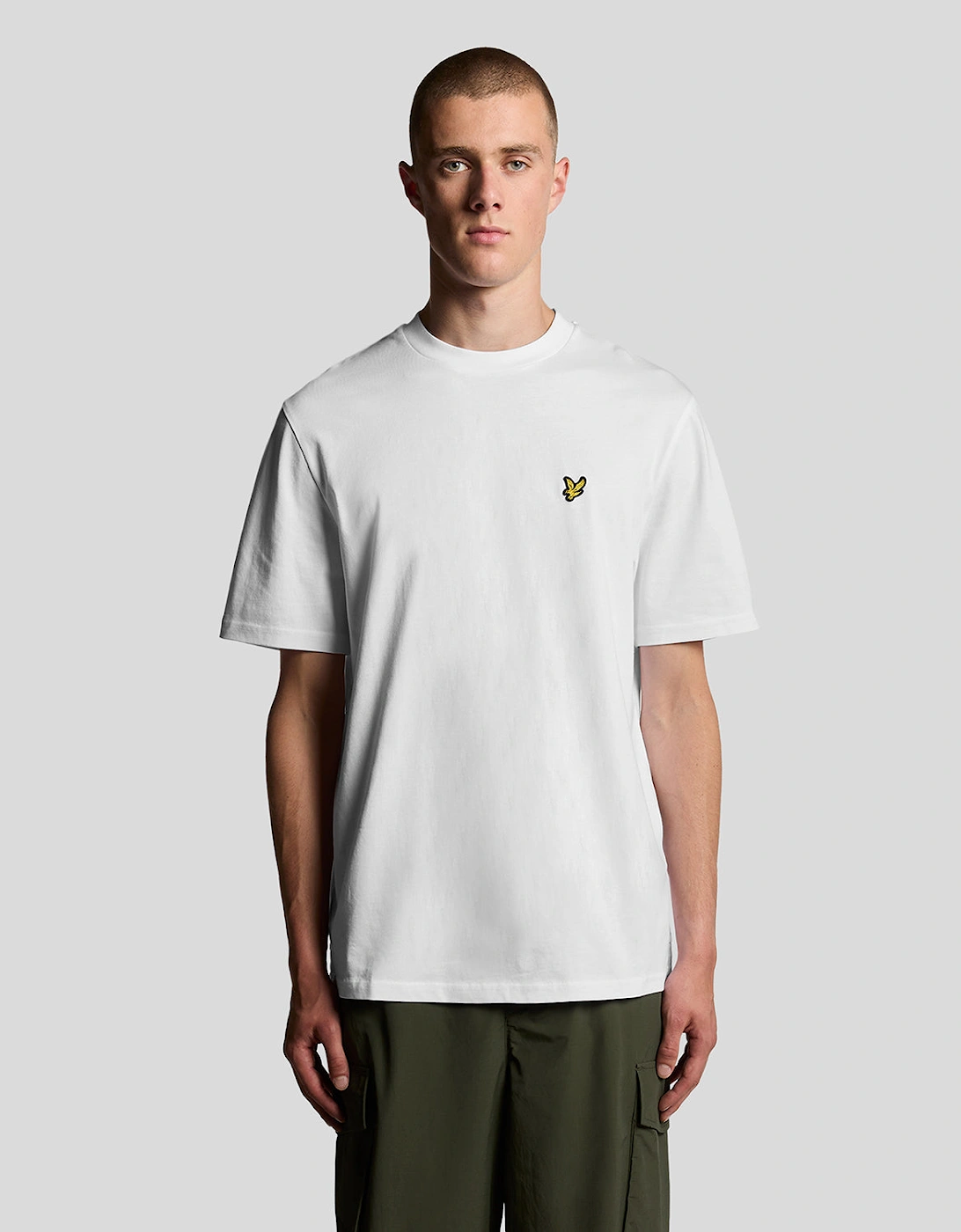 Lyle And Scott Men's White Oversized Cotton Crew Neck T-Shirt  40 L