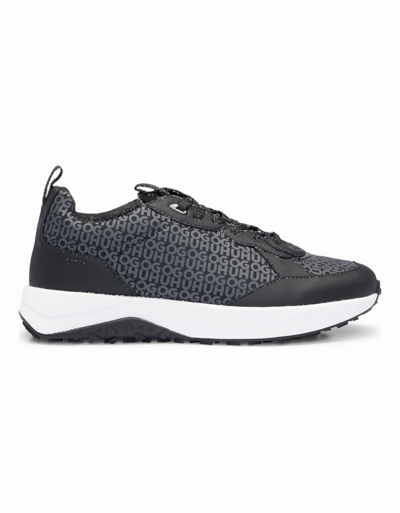 Mixed-Material Repeat Logo Trainers