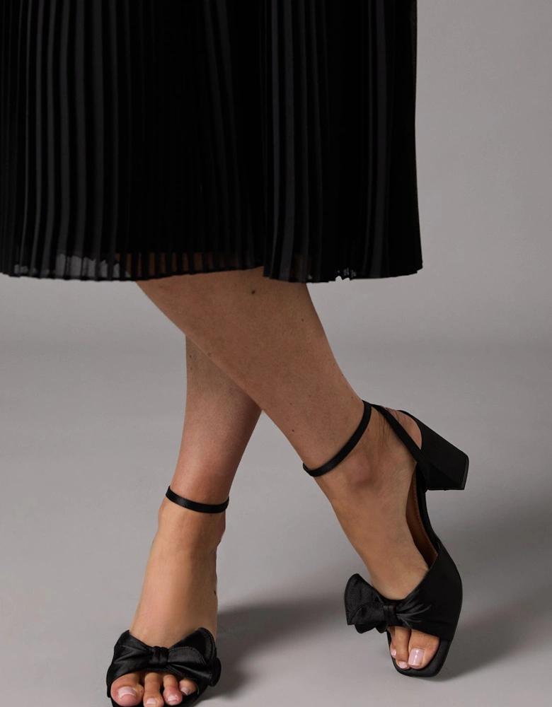 Tina Satin Soft Ruffle High Block Heel Sandals