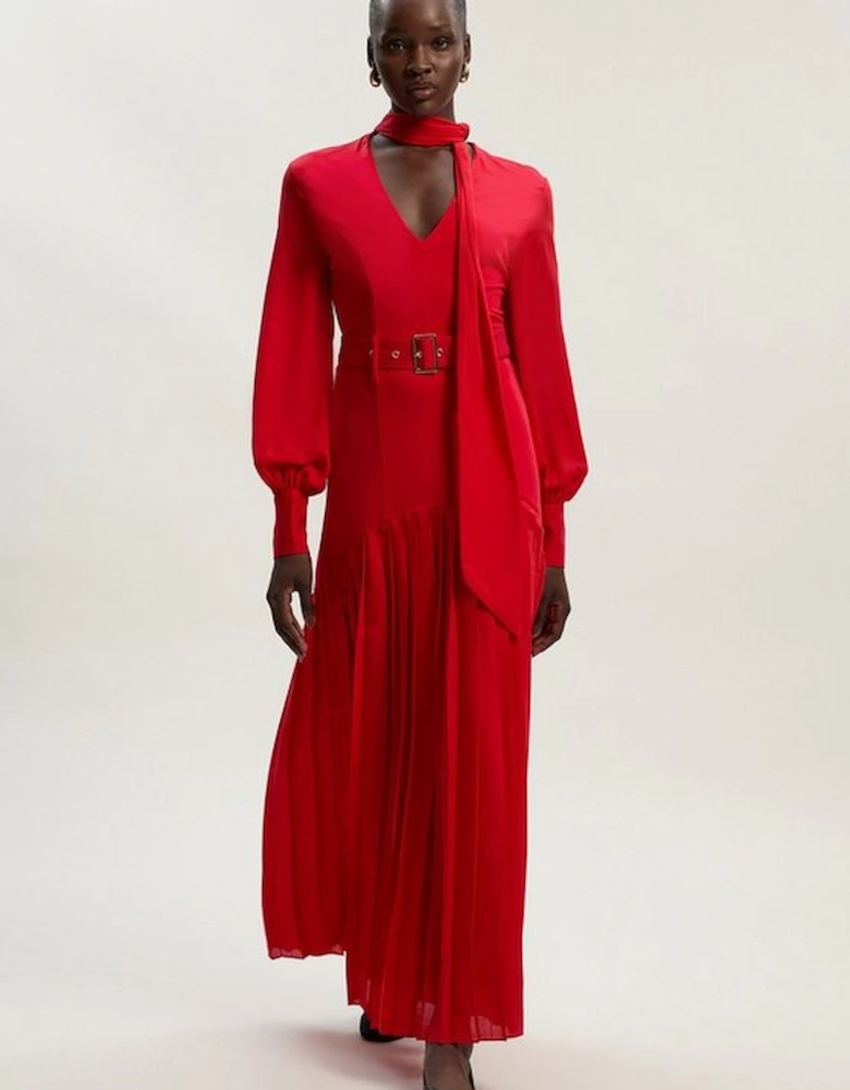 Jersey Ponte Georgette Mix Midi Dress