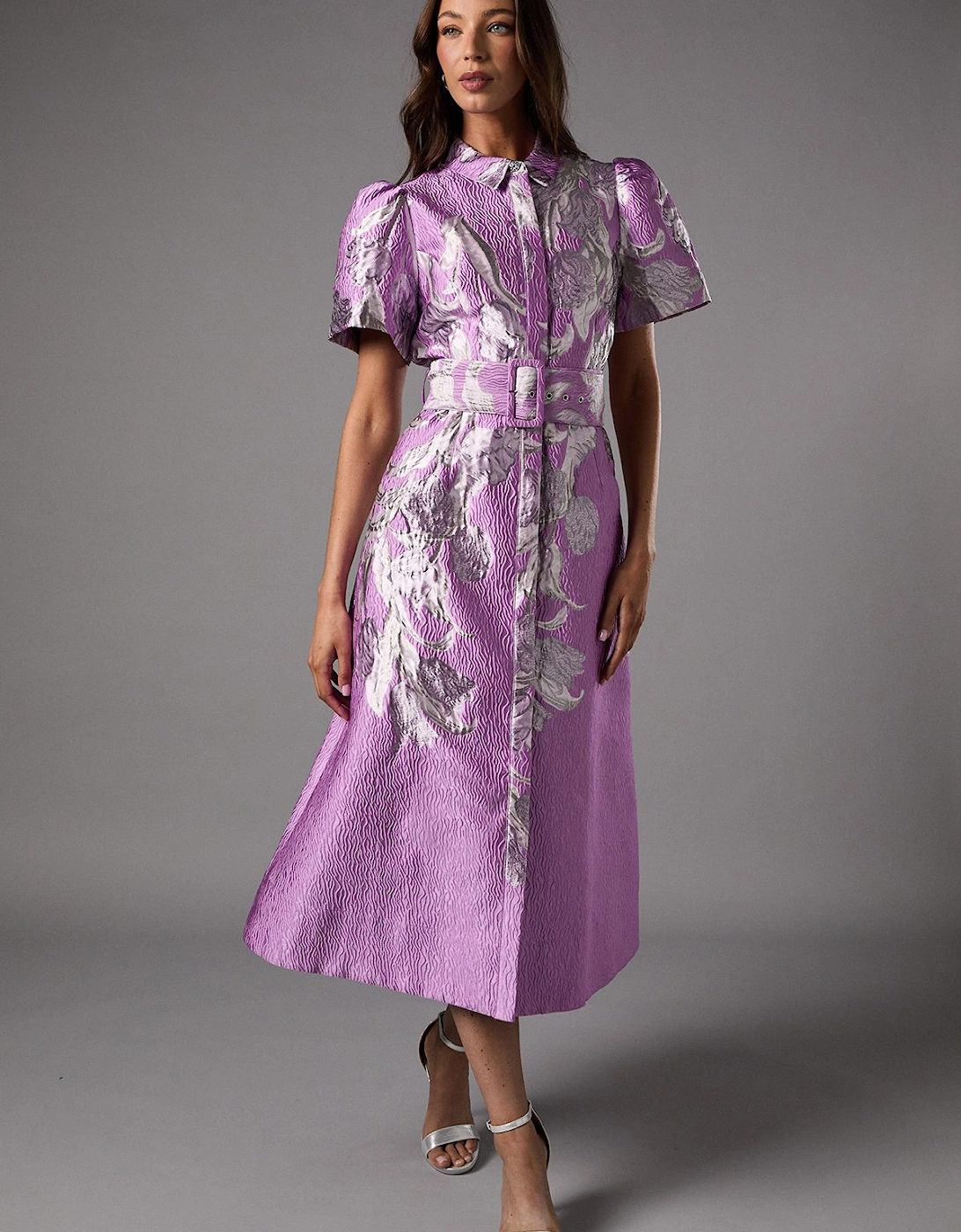 Belted Jacquard Shirt Dress, 2 of 1