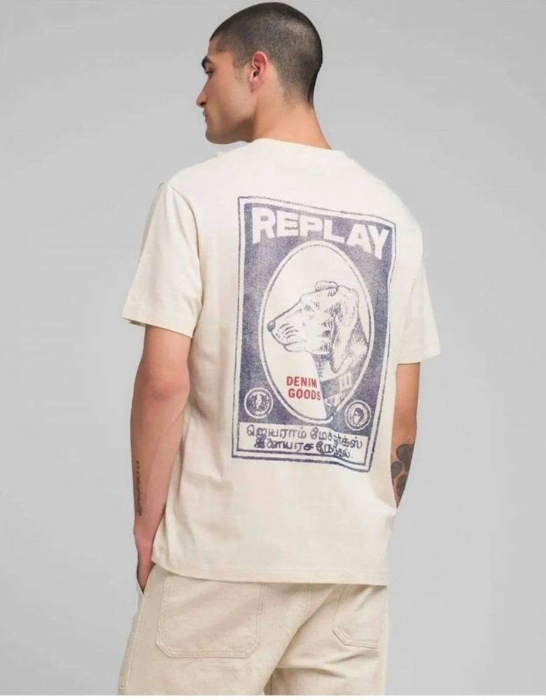 Vintage Dog Print T Shirt Front And Back Print Ecru