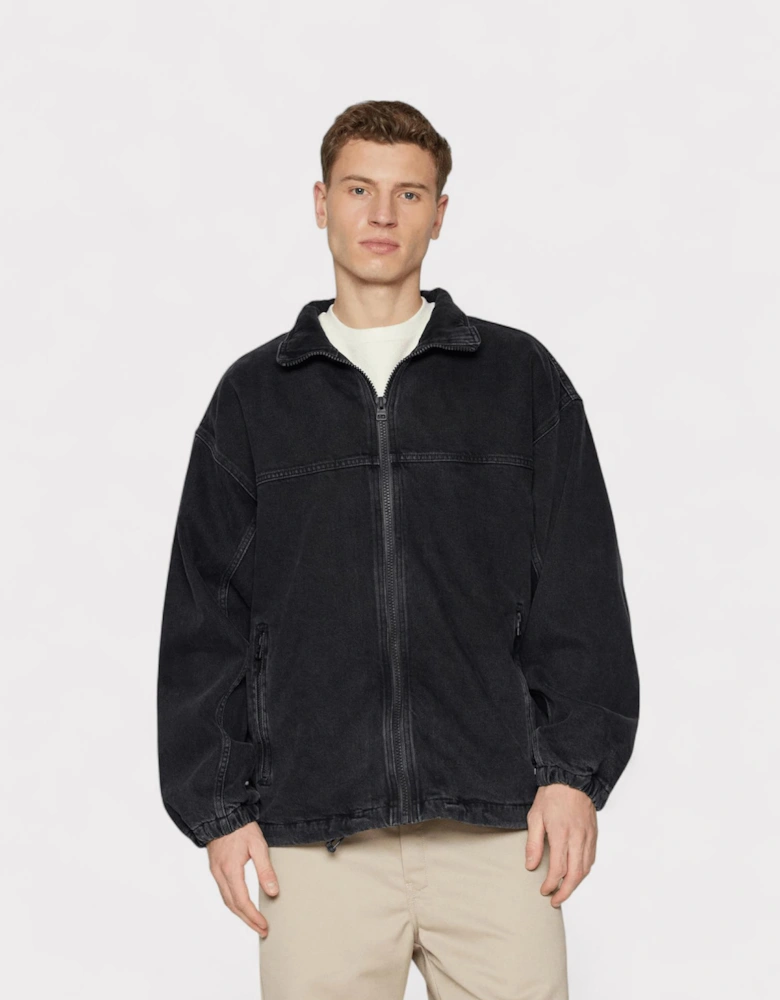 Hugo Denim Coach Jacket Washed Black Oversized Fit