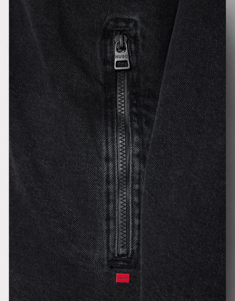 Hugo Denim Coach Jacket Washed Black Oversized Fit