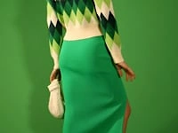 Diamond Design Banana Peel Cardigan in Green