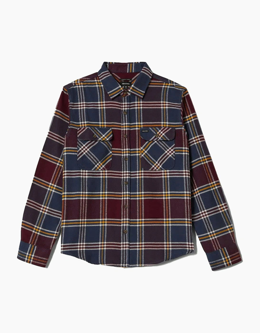 Men's Brixton Mood Indigo/Port/Saffron Bowery L/S Flannel Shirt - Black - Size: 44/Regular