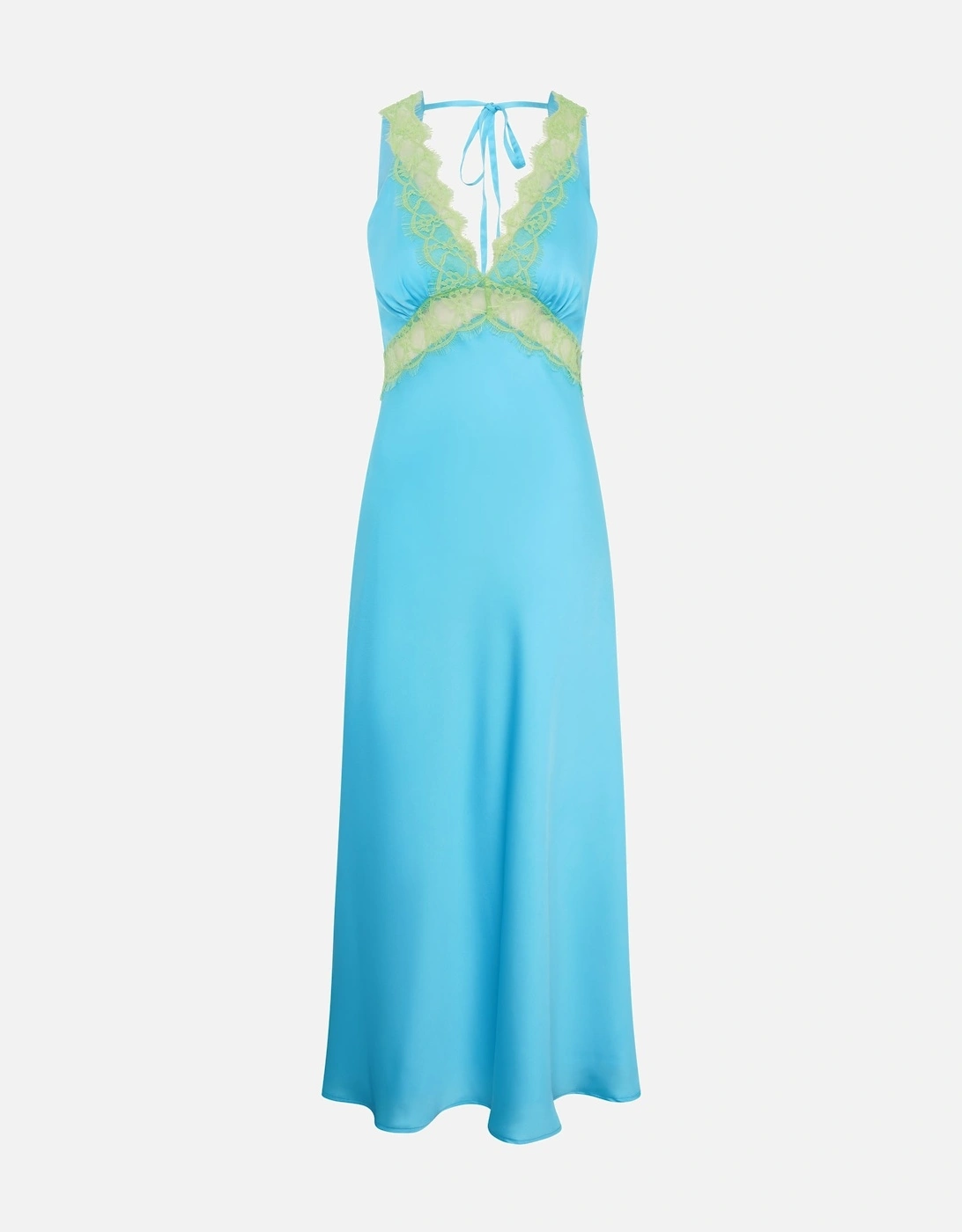 Aurelia Lace Trim Maxi Dress in Turquoise and Green