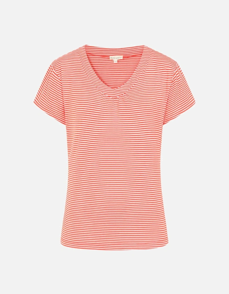Mudd & Water Women's St Tropez Top Coral Stripe
